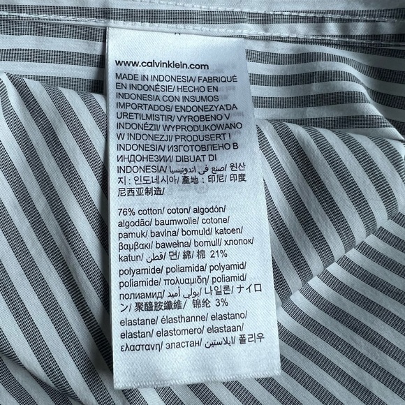 Calvin Klein Men's Pinstripe Dress Shirt - Black and White - Picture 4 of 6